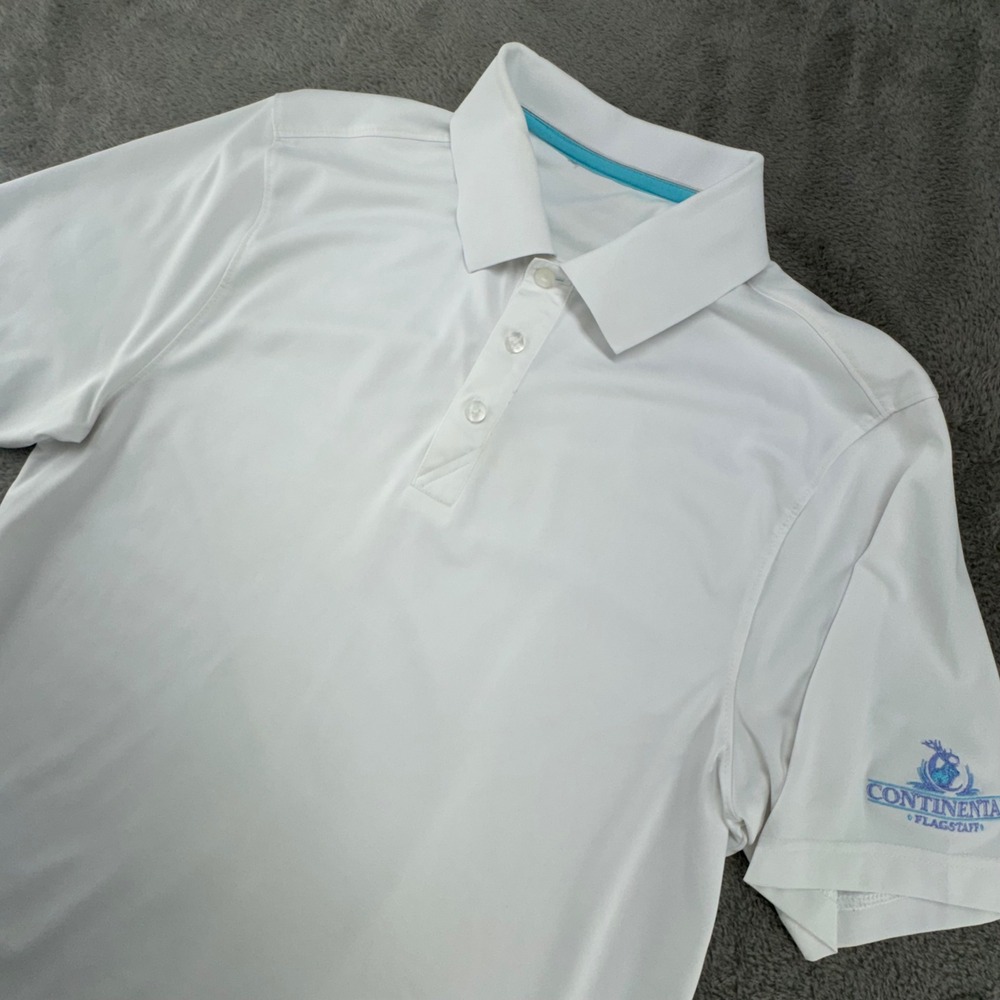 Continental Flagstaff Mens White‎ Polo Shirt Short Sleeve Golf Performance M
